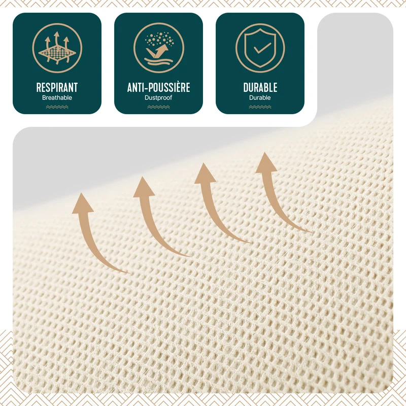 Lot de 3 Sacs de Rangement Drap de Lit Pliable 38,5x33x12cm Beige