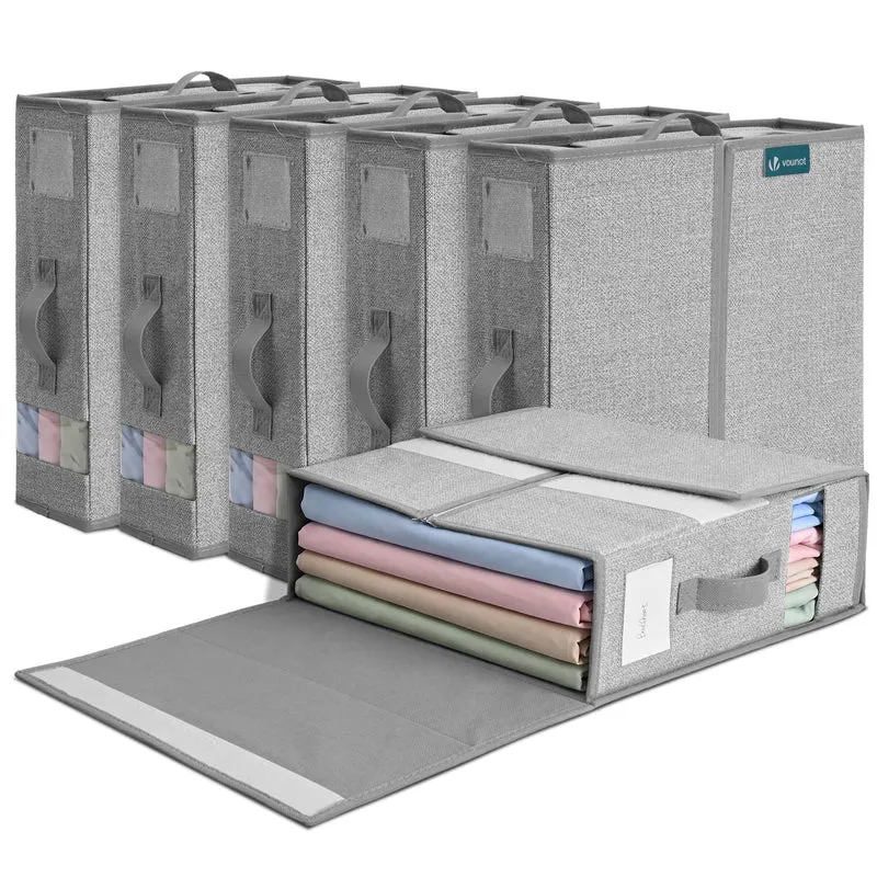 Lot de 6 Sacs de Rangement Drap de Lit Pliable 38,5x33x12cm Gris