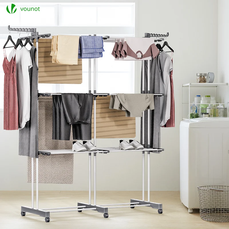 Sechoir a linge etendoir extensible et pliable grande capacite sechage 190x53x170cm Blanc