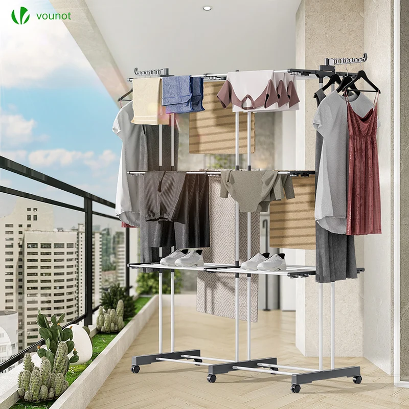 Sechoir a linge etendoir extensible et pliable grande capacite sechage 190x53x170cm Blanc