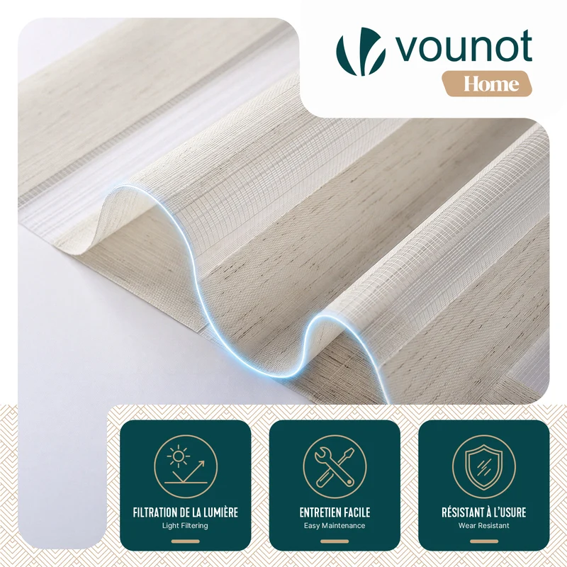 Lot de 2 Store enrouleur jour nuit double 80x150cm Lin