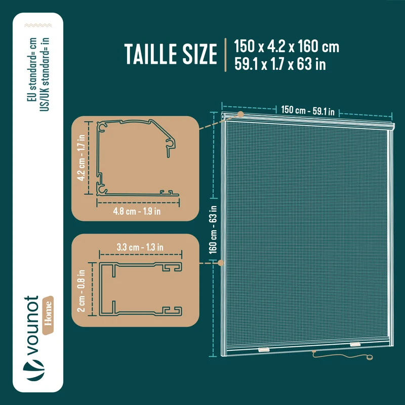 Store moustiquaire pour fenetre enroulable et recoupable en aluminium L150 x H160 cm Blanc