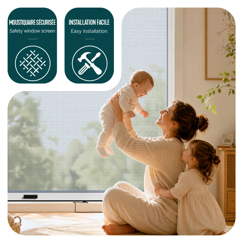 Store moustiquaire pour fenetre enroulable et recoupable en aluminium L150 x H160 cm Blanc