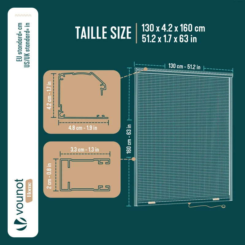 Store moustiquaire pour fenetre enroulable et recoupable en aluminium L130 x H160 cm Blanc