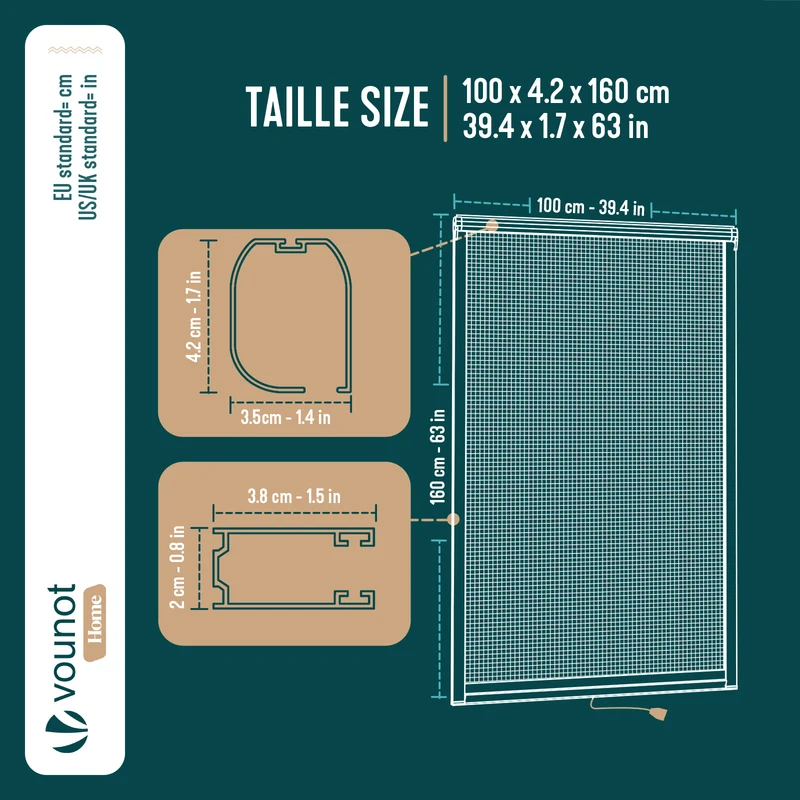 Store moustiquaire pour fenetre enroulable et recoupable en pvc L100 x H160 cm Blanc