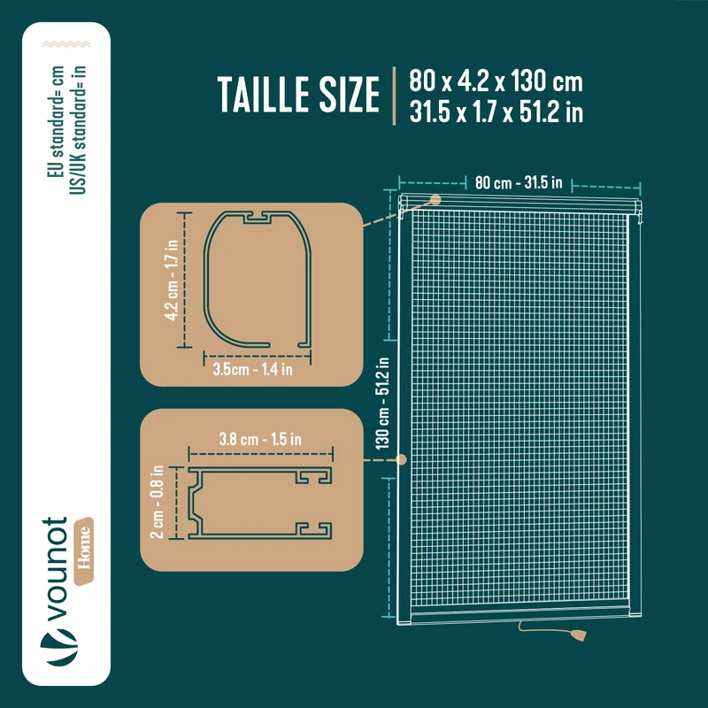 Store moustiquaire pour fenetre enroulable et recoupable en pvc L80 x H130 cm Blanc