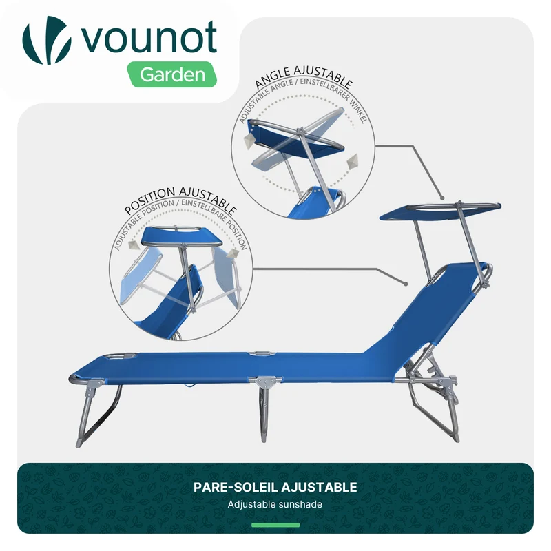 Transat pare soleil Lot de 2 pcs Bleu