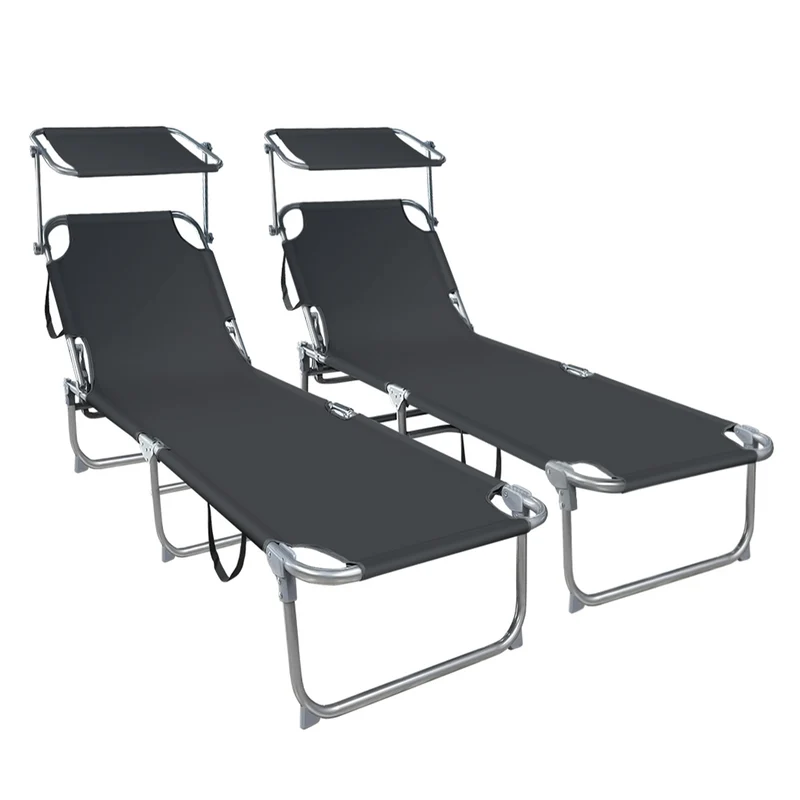Transat pare soleil Lot de 2 pcs Noir