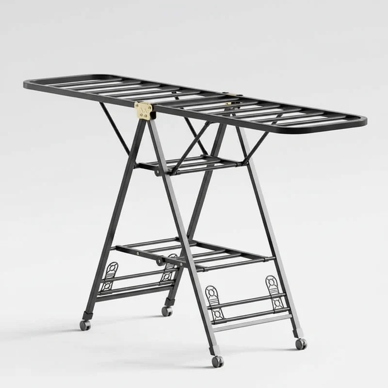 Étendoir à linge pliable en acier carbone mobile