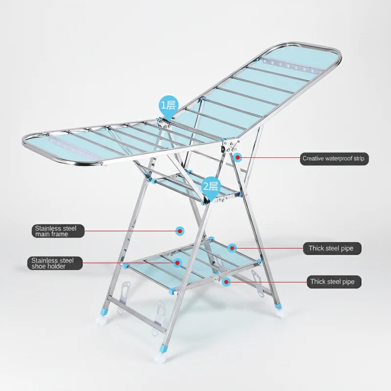 Étendoir à linge pliable inox intérieur extérieur