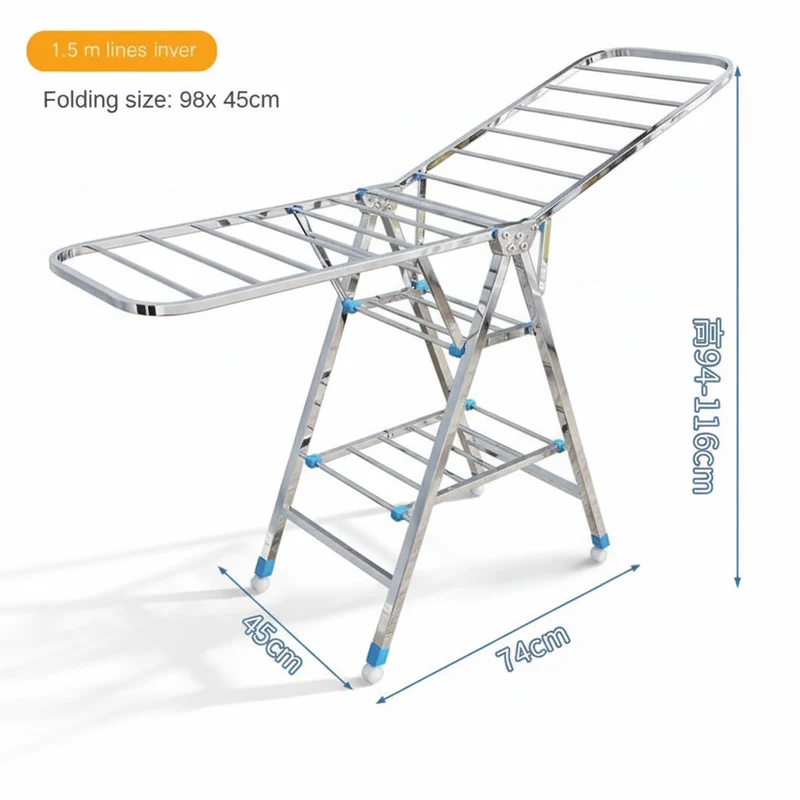 Étendoir à linge pliable inox intérieur extérieur