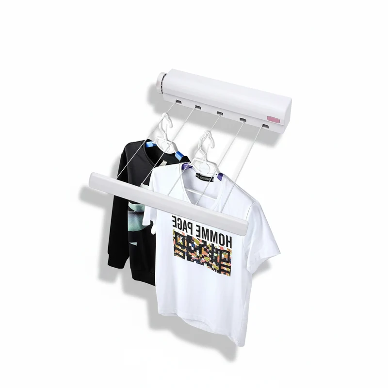 Étendoir à linge mural rétractable 5 fils extensible