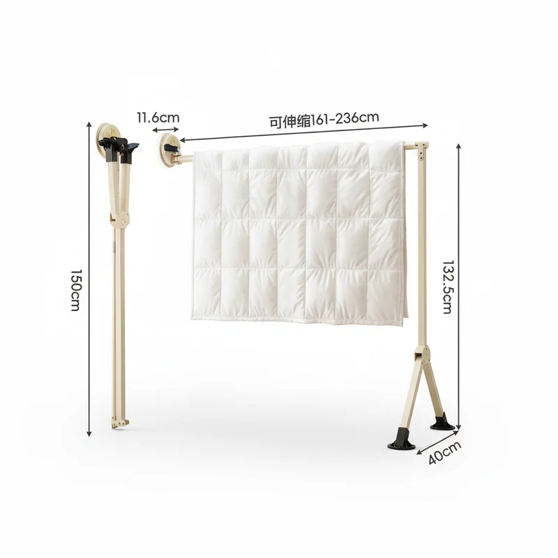 Étendoir à linge pliable ventouses inox murales