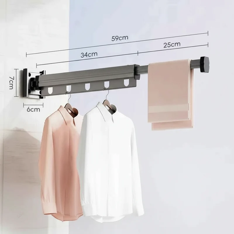 Étendoir à linge mural rabattable en aluminium