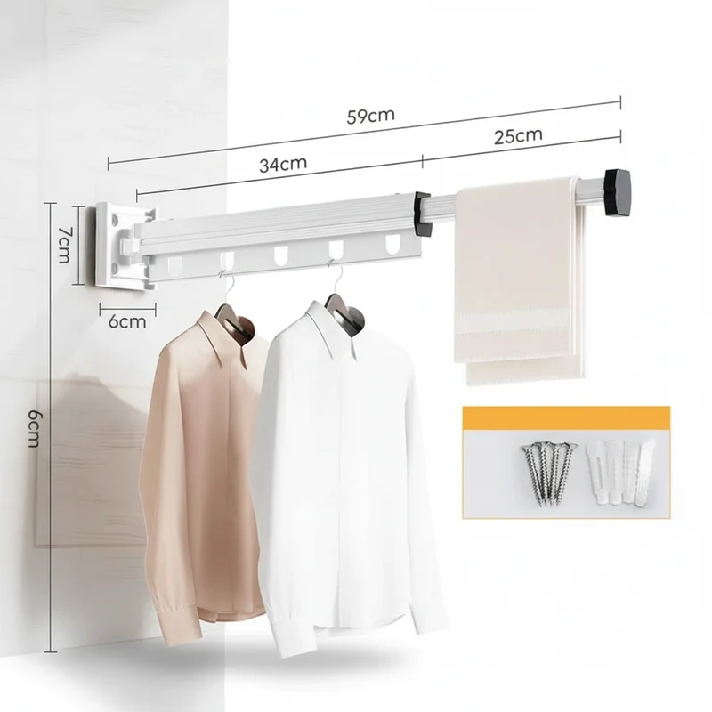 Étendoir à linge mural rabattable en aluminium