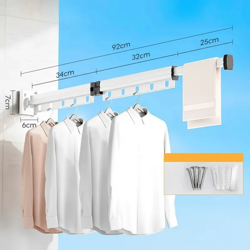 Étendoir à linge mural rabattable en aluminium