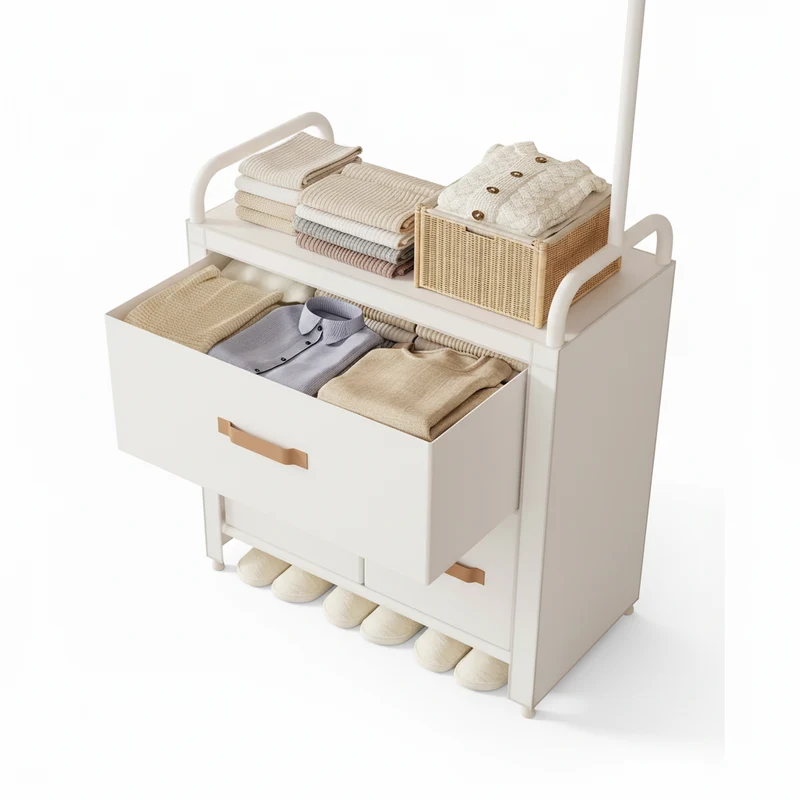 Étendoir à linge pliable avec armoire intégrée