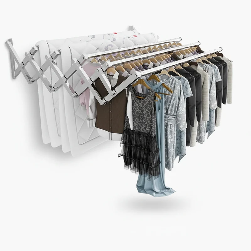 Étendoir à linge en inox pliable sans perçage