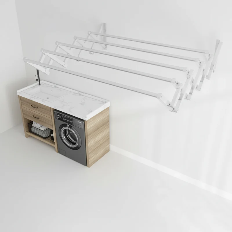 Étendoir à linge en inox pliable sans perçage
