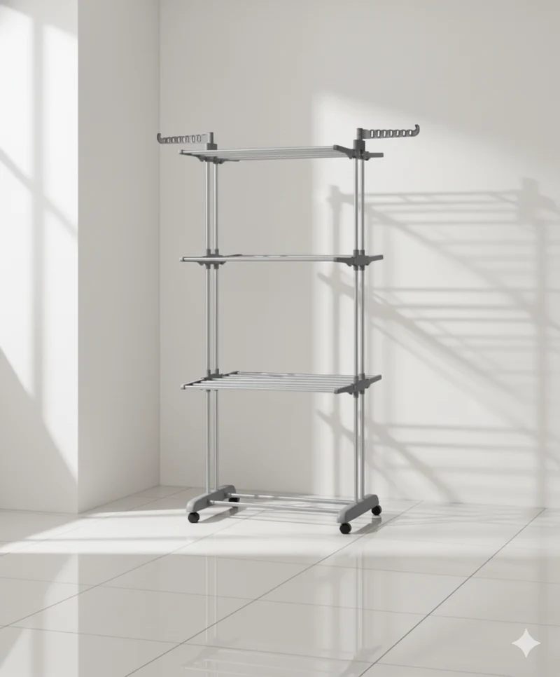 Étendoir à linge tour petit format inox sur pied