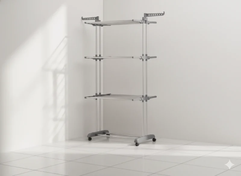Étendoir à linge tour petit format inox sur pied