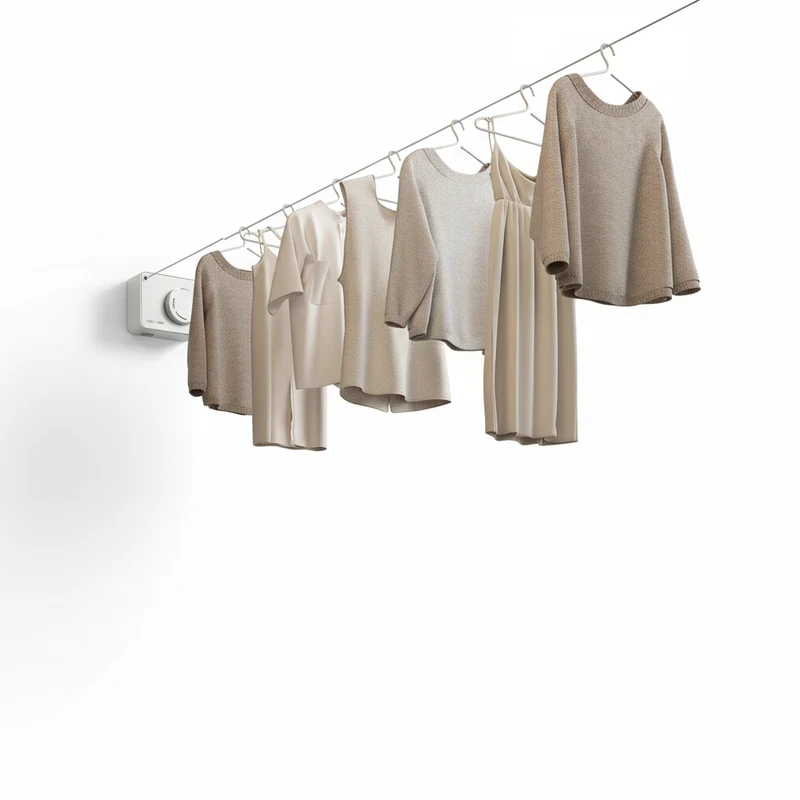 Étendoir à linge mural rétractable carré discret