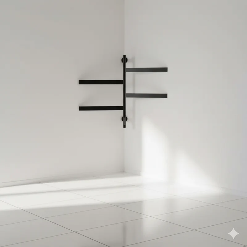 Étendoir à linge chauffant mural noir pliable