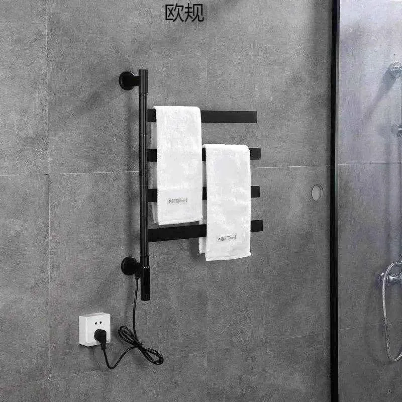 Étendoir à linge chauffant mural noir pliable