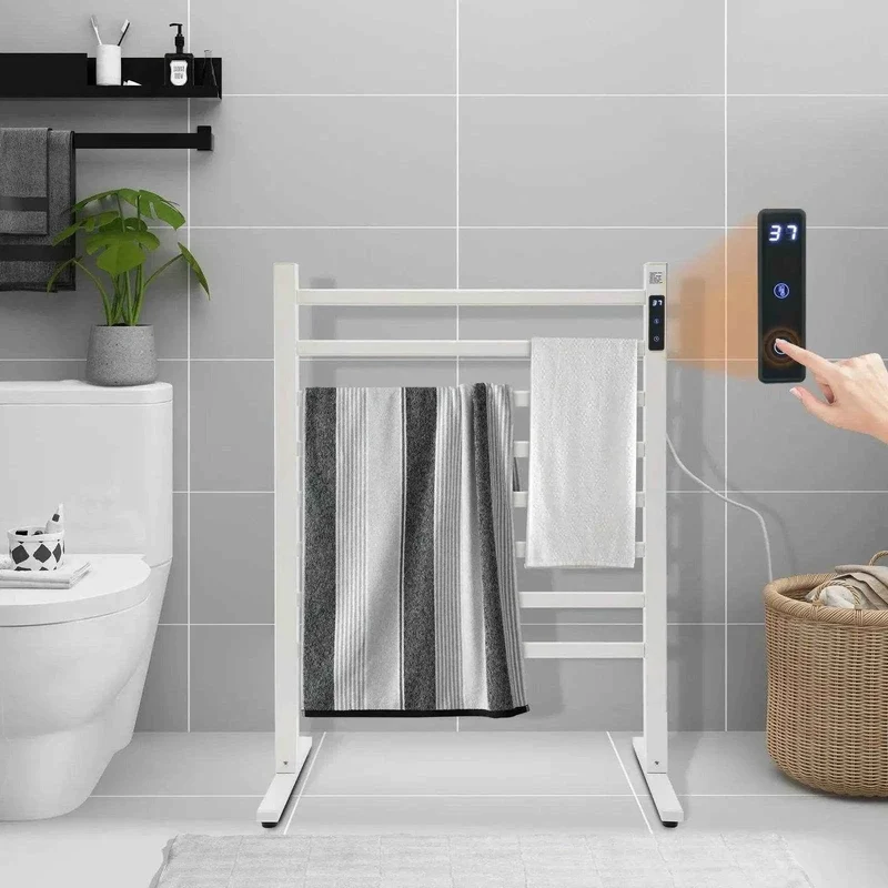 Étendoir à linge chauffant sur pied en aluminium