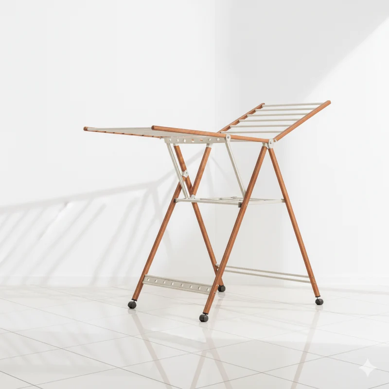 Étendoir à linge pliable en bois extensible