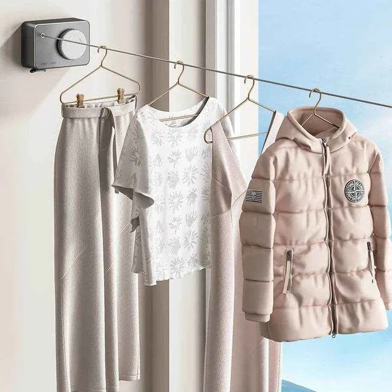Étendoir à linge mural rétractable corde plastique