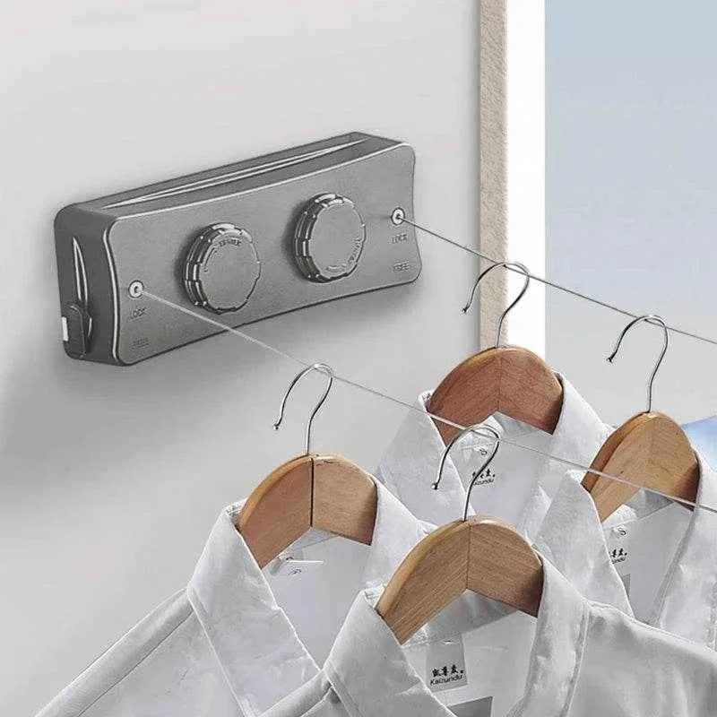 Étendoir à linge mural rétractable double ligne acier
