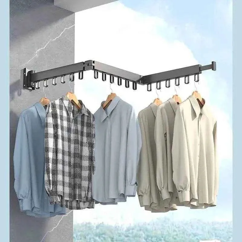 Étendoir à linge mural rabattable extensible en acier