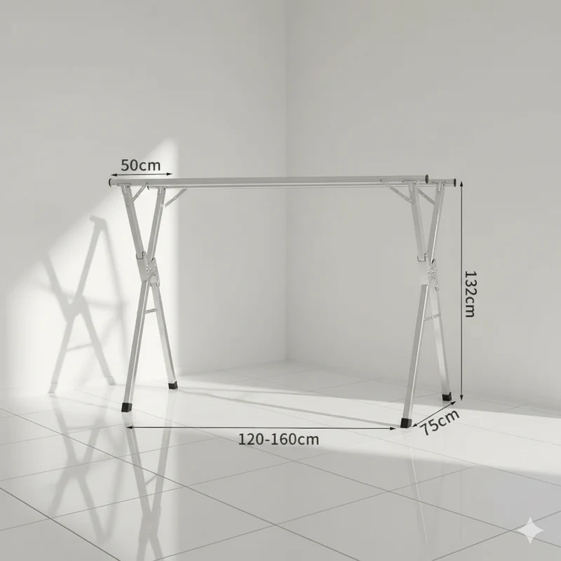 Étendoir à linge extensible sur pied en acier