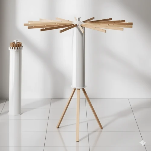 Étendoir à linge parapluie pliable en bois