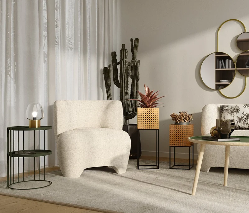 NOA - Fauteuil en laine boucl e crue