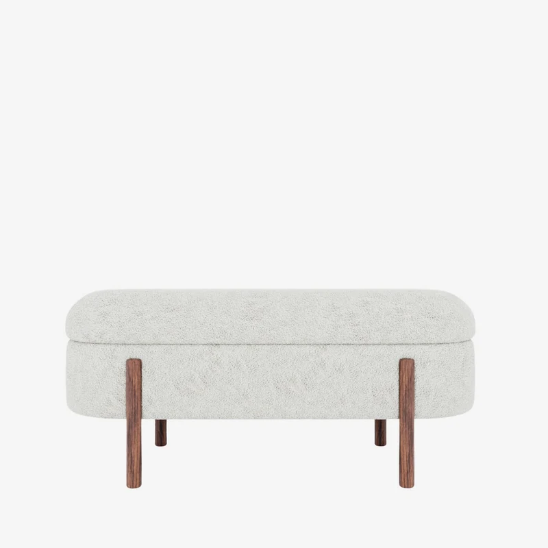 Marianne Banc coffre de rangement en tissu boucl cr me