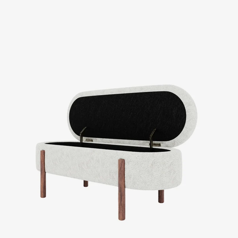 Marianne Banc coffre de rangement en tissu boucl cr me