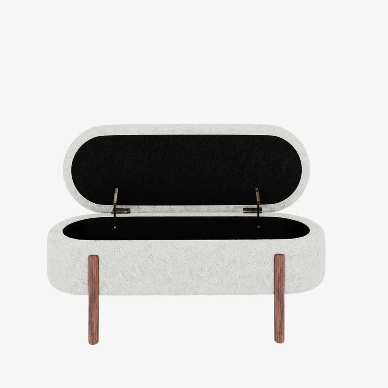 Marianne Banc coffre de rangement en tissu boucl cr me