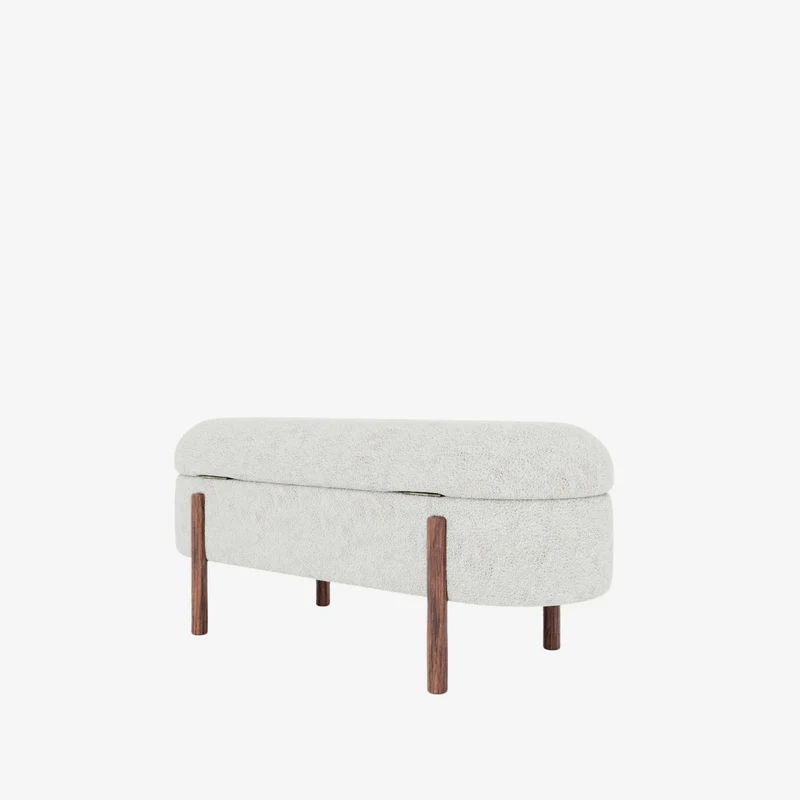 Marianne Banc coffre de rangement en tissu boucl cr me
