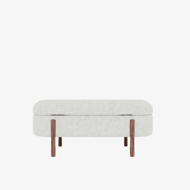 Marianne Banc coffre de rangement en tissu boucl cr me