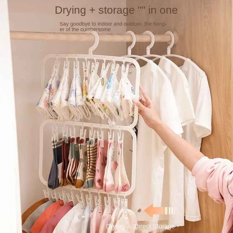 Petit étendoir à linge pliable multi-pinces