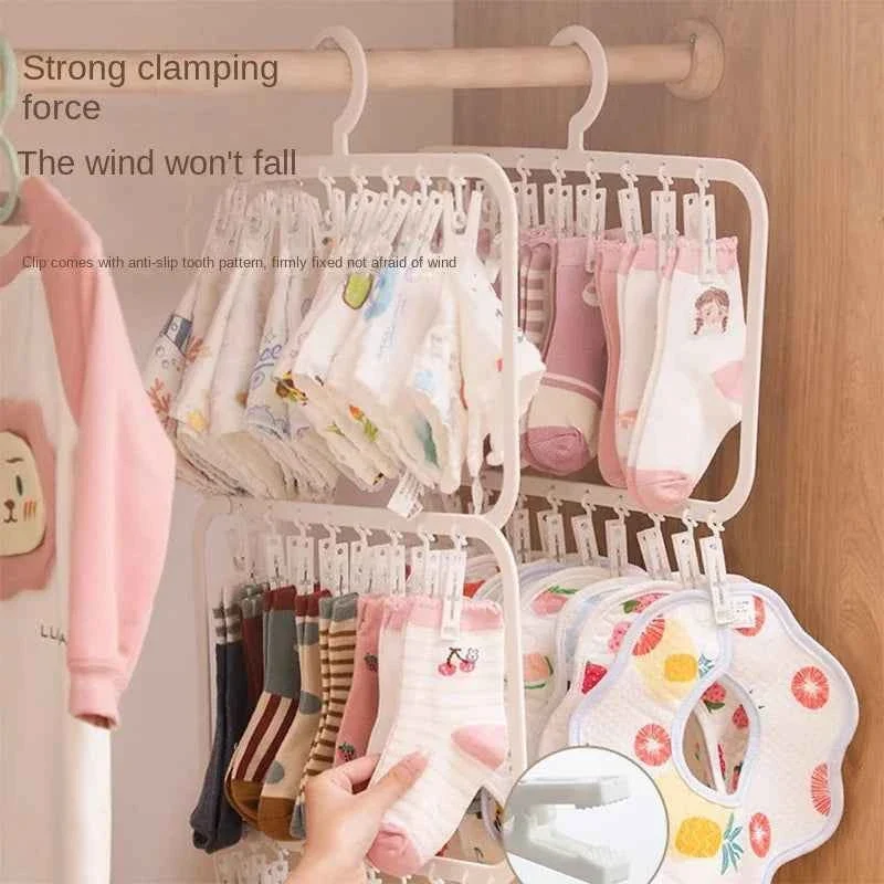Petit étendoir à linge pliable multi-pinces