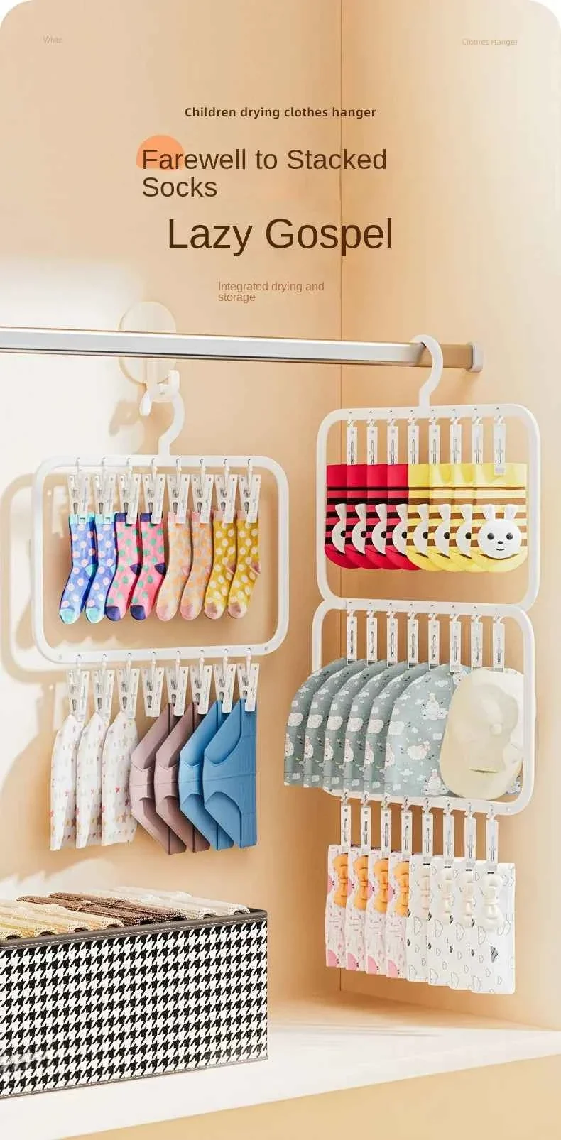 Petit étendoir à linge pliable multi-pinces