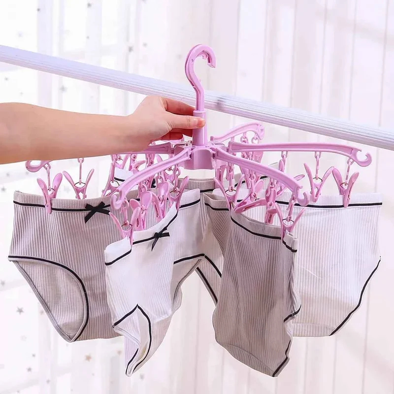 Petit étendoir à linge 24 pinces pliable rotatif