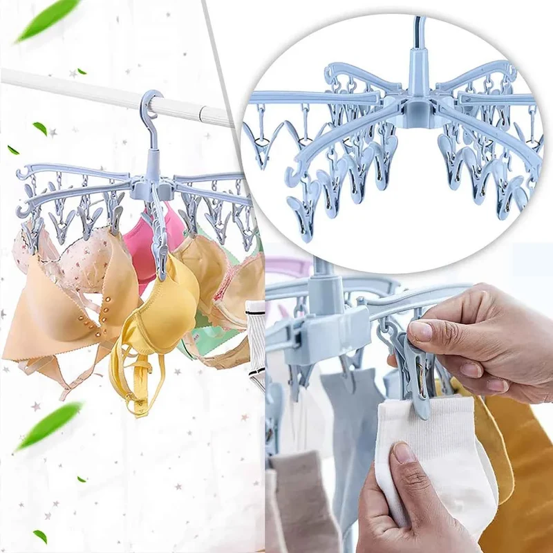 Petit étendoir à linge 24 pinces pliable rotatif