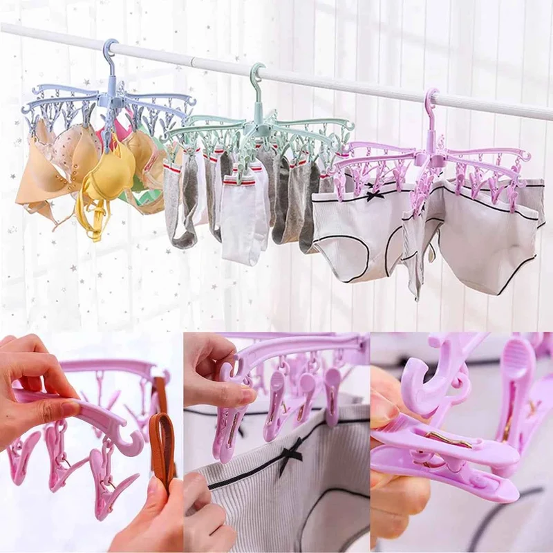 Petit étendoir à linge 24 pinces pliable rotatif