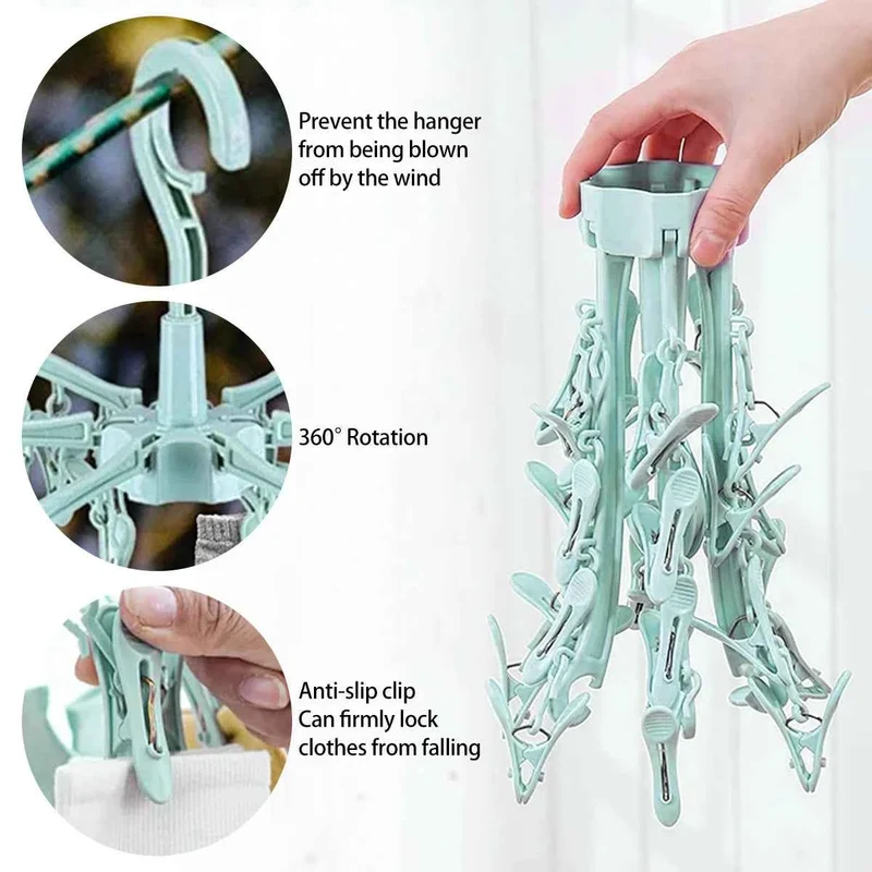 Petit étendoir à linge 24 pinces pliable rotatif