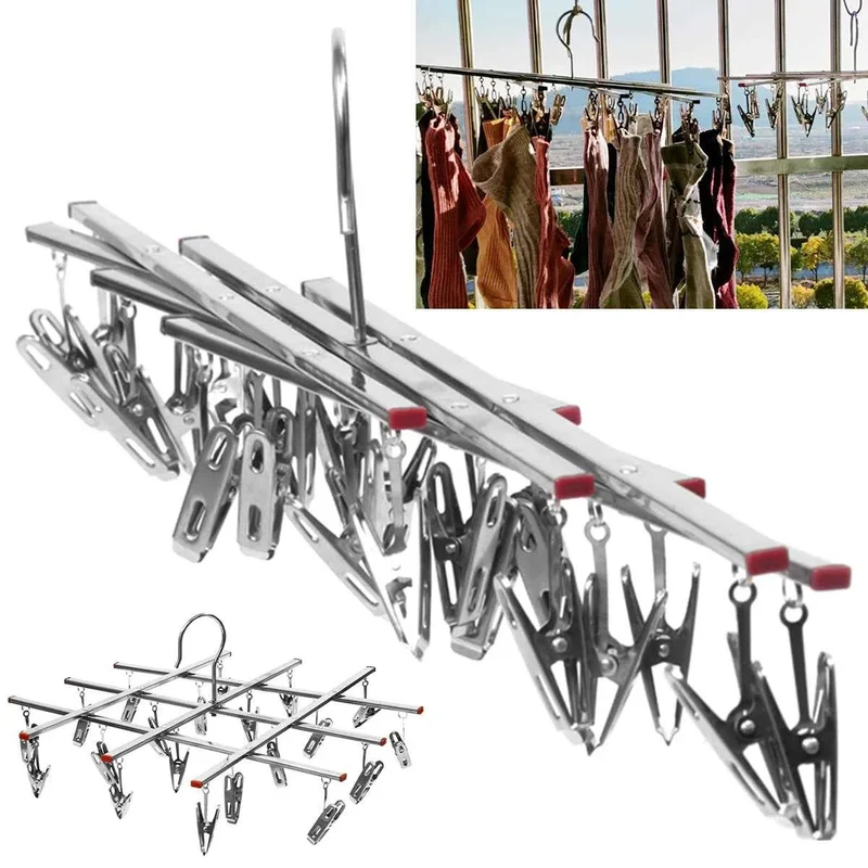 Petit étendoir à linge 24 pinces pliable rotatif