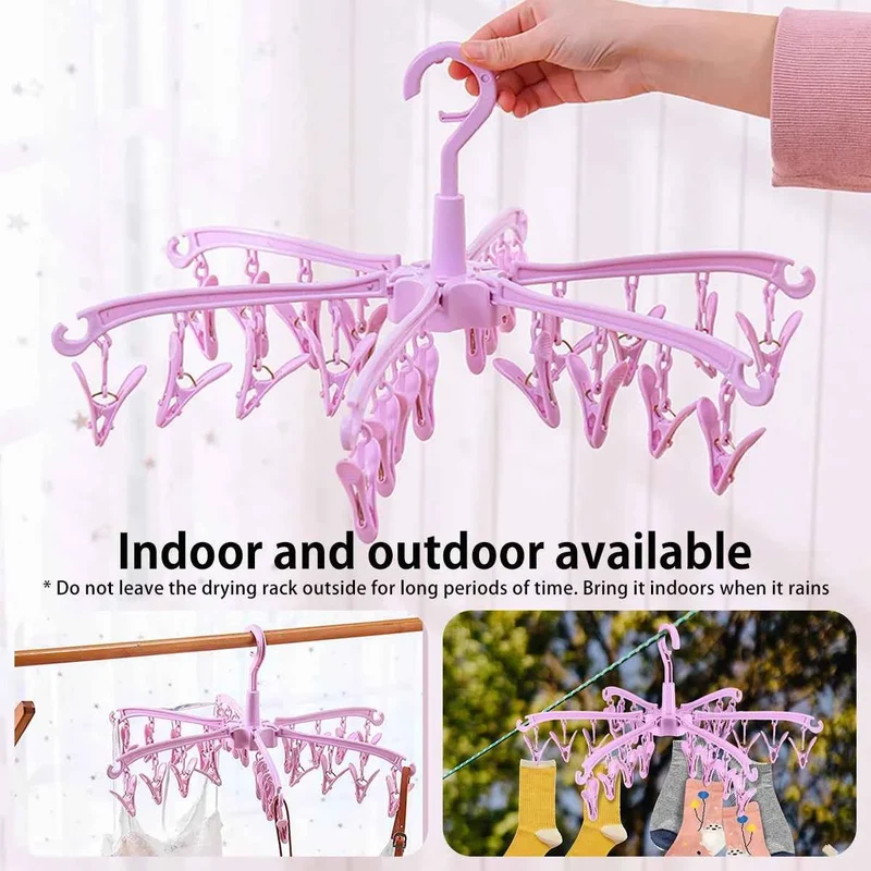 Petit étendoir à linge 24 pinces pliable rotatif